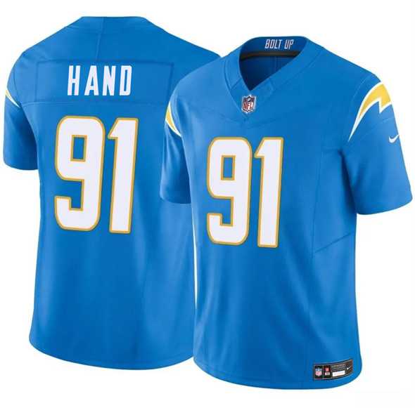 Men & Women & Youth Los Angeles Chargers #91 Da%27Shawn Hand Blue 2025 F.U.S.E. Vapor Limited Stitched Jersey
